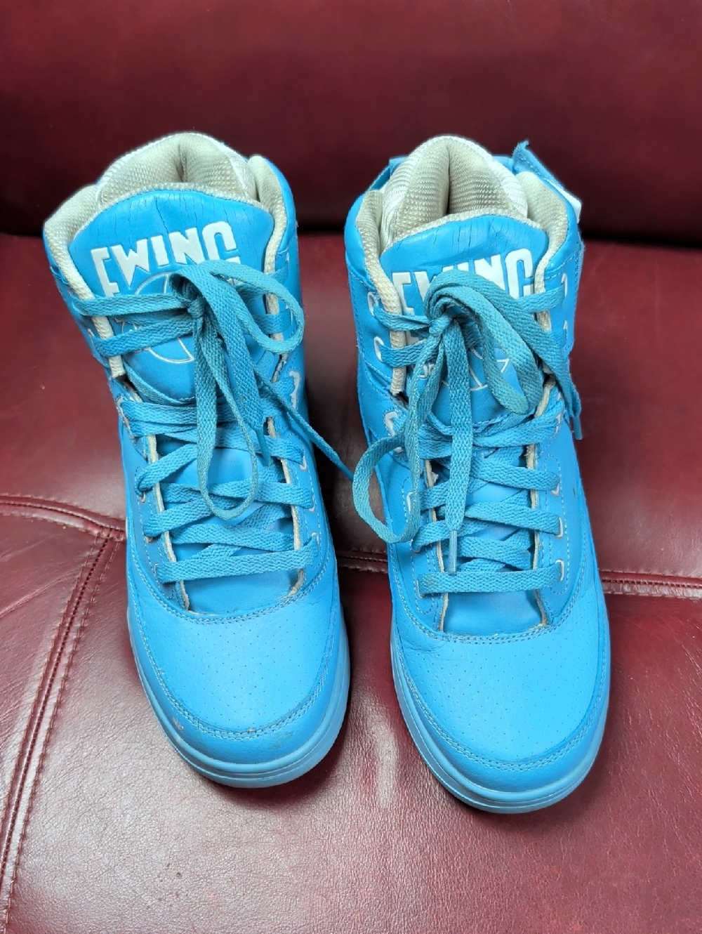 Patrick Ewing Blue Hi Top Shoes Sneakers SiZe 7 Men's